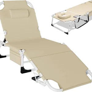 Slsy 5-Position Adjustable Folding Lounge Chair And Cot - 75.2" x 25.6" x 11.8"