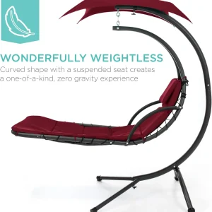 Best Choice Products Outdoor Hanging Steel Chaise Lounge Chair With Canopy, Charcoal Gray - SKY5871