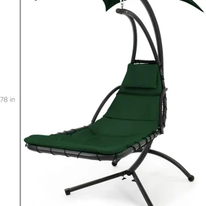Best Choice Products Outdoor Hanging Steel Chaise Lounge Chair With Canopy, Charcoal Gray - SKY5871
