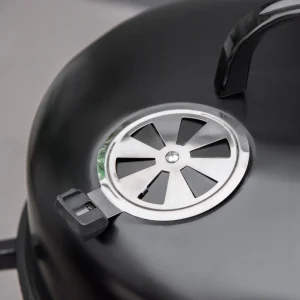 Outsunny 3-in-1 16in Round Charcoal BBQ Smoker Grill With 2 Cooking Areas And Thermometer - Black
