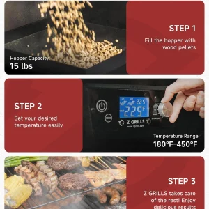 Z GRILLS Wood Pellet Grill & Smoker, Bronze, 459 Sq In, 8-in-1 - ZPG-450A2