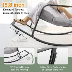 Oversized Outdoor Rocking Lounge Chair With Water-Resistant Cushions, 450 lbs Capacity
