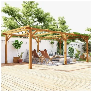 Wood Pergola 20 x 10 ft Dark Brown
