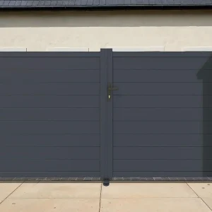 Casanoov Aluminum Swing Gate 392 cm x 161 cm Anthracite Gray RAL 7016 - KIT-000024