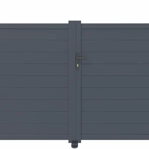 Casanoov Aluminum Swing Gate 392 cm x 161 cm Anthracite Gray RAL 7016 - KIT-000024