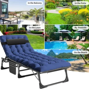 Slsy 5-Position Adjustable Folding Lounge Chair And Cot - 75.2" x 25.6" x 11.8"