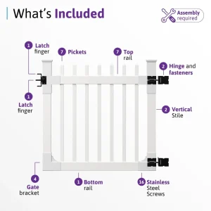 WamBam White Vinyl Picket Fence Panel Kit, 4ft H x 6ft W, 1 Panel + 1 Post - BL19101
