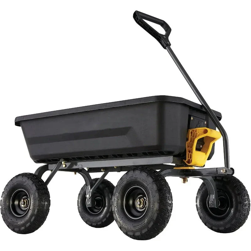 Poly Garden Dump Cart, 4 Cu. Ft., Black, No-Flat Tires - 4GCG-NF