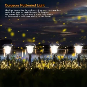 Solar Garden Landscape Lights, 8 Pack - Waterproof Glass Stainless Steel Auto-On/Off