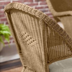 Hampton Bay Rosemont Light Brown Steel Wicker Stackable Outdoor Patio Lounge Chair With Putty Tan Cushion - 65-91-1BR-996