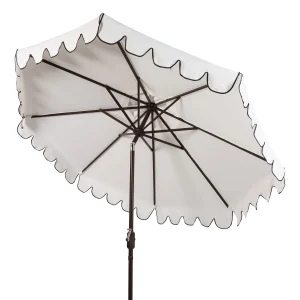 Safavieh Patio Umbrella 9' Crank Tilt Navy/White - Venice