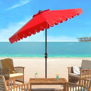 Safavieh Patio Umbrella 9' Crank Tilt Navy/White - Venice