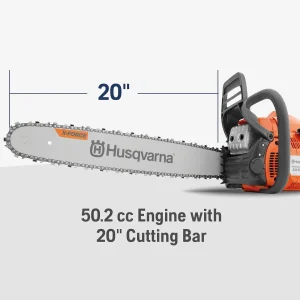 Husqvarna 450 Rancher 20 Inch Gas Chainsaw, 50.2-cc 3.2-HP 2-Cycle X-Torq Engine - 970613120