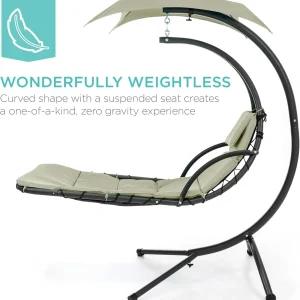 Best Choice Products Outdoor Hanging Steel Chaise Lounge Chair With Canopy, Charcoal Gray - SKY5871