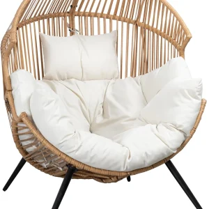 Shintenchi Wicker Egg Chair With Cushion - 400 Pounds Capacity