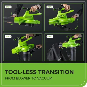 Greenworks 40V Cordless Brushless Leaf Blower Vacuum With Bag, 230 MPH, 505 CFM, 5.0Ah Battery And Charger