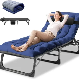 Slsy 5-Position Adjustable Folding Lounge Chair And Cot - 75.2" x 25.6" x 11.8"