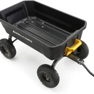 Poly Dump Garden Cart With No-Flat Tires, 7 Cubic Feet, 1200-Pound Capacity, Black - 7GCG-NF