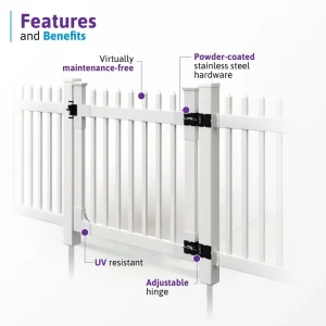 WamBam White Vinyl Picket Fence Panel Kit, 4ft H x 6ft W, 1 Panel + 1 Post - BL19101