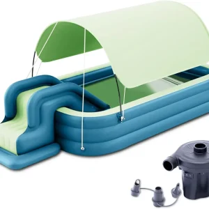 Ergocar Inflatable Swimming Pool With Water Slide And Awning - 2.1 Meters, Three Layers