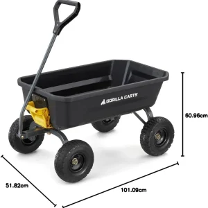 Poly Dump Garden Cart With No-Flat Tires, 7 Cubic Feet, 1200-Pound Capacity, Black - 7GCG-NF