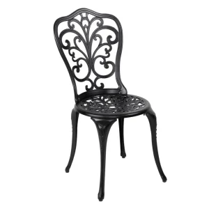 Nuu Garden 3-Piece Black Cast Aluminum Bistro Patio Set - 24 Inch Round Table
