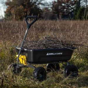 Poly Dump Garden Cart With No-Flat Tires, 7 Cubic Feet, 1200-Pound Capacity, Black - 7GCG-NF