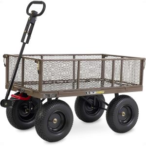 Gorilla Carts Steel Utility Wagon, 1200 lb Capacity, Gray, 39.45 x 22 inch Metal Mesh Bed