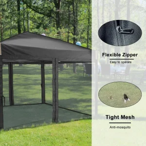 Aoodor Pop Up Canopy 12'x12' With Removable Mesh Sidewalls - Black