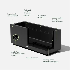 Veradek Rectangular Planter, Large, 16 in x 15 in x 38 in - Block Series Long Box