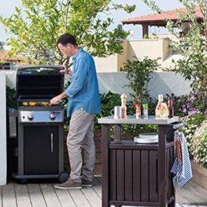 Keter Unity Outdoor Storage Table And Cabinet, 40 Gallons, Espresso Brown