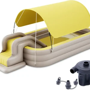 Ergocar Inflatable Swimming Pool With Water Slide And Awning - 2.1 Meters, Three Layers