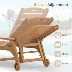 LUE BONA Outdoor Chaise Lounge Chairs Set Of 2, HDPS, 5-Position Adjustable