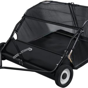 44-Inch Tow-Behind Lawn Sweeper With 25 Cubic Feet Hopper - Black
