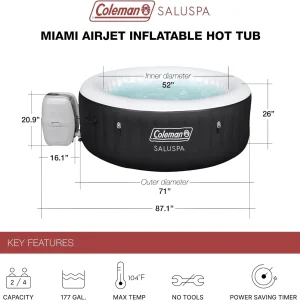 2-4 Person Inflatable Hot Tub With 120 Air Jets And Insulated Cover