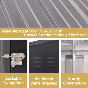 VEIKOUS Outdoor Lean-To Storage Shed 8' x 4', Grey