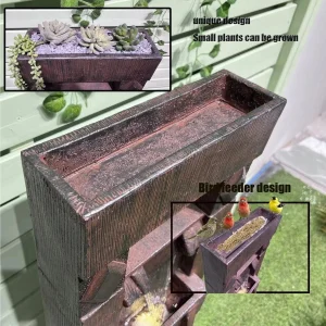 4 Floor-Standing Water Fountain With LED Lights For Garden, Patio, And Living Room