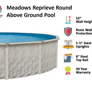Lake Effect Pools Above-Ground Swimming Pool, 12' Round, 52 in Wall - Meadows
