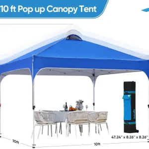 Quictent 10 x 10 ft Pop-Up Canopy Tent With Reflective Top, Fluorescent Rope And Vented Top