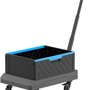 Foldable Wheeled Trolley Cart With Adjustable Handle, 60 x 40 x 80 cm