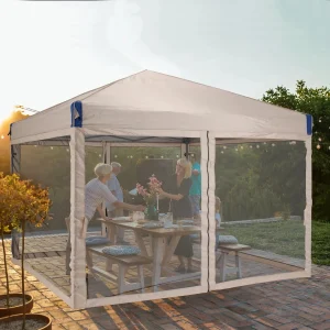 Aoodor Pop Up Canopy 12'x12' With Removable Mesh Sidewalls - Black