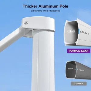 PURPLE LEAF 9' x 12' White Right-Left Tilt Aluminum Cantilever Patio Umbrella