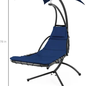 Best Choice Products Outdoor Hanging Steel Chaise Lounge Chair With Canopy, Charcoal Gray - SKY5871