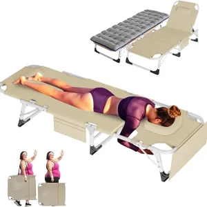 Slsy 5-Position Adjustable Folding Lounge Chair And Cot - 75.2" x 25.6" x 11.8"