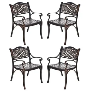 All-Weather Cast Aluminum Outdoor Dining Chairs, Set Of 2 - 23 in x 22 in x 32.5 in