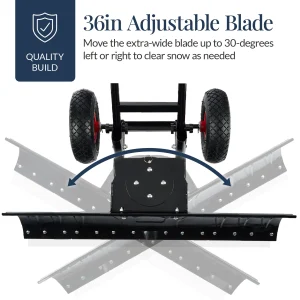Best Choice Products 36in Galvanized Steel Blade Hand Snow Pusher With 2 Wheels, Adjustable Handle, Black