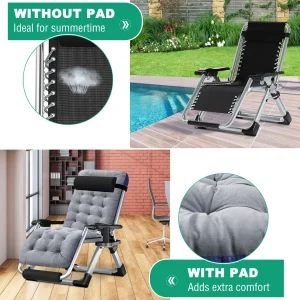 NAIZEA Zero Gravity Lawn Recliner Chairs, 2 Pack, Black