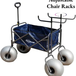 CRESTWALKER Beach Cart With 13in Balloon Wheels, Chair Racks And Pump - Beach Wagon