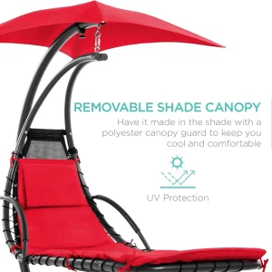Best Choice Products Outdoor Hanging Steel Chaise Lounge Chair With Canopy, Charcoal Gray - SKY5871