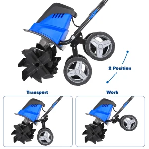 BILT HARD Electric Garden Tiller Cultivator 16 inch 13.5 Amp 6 Steel Tines